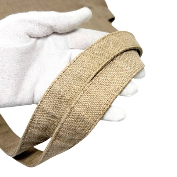 CHANEL Vintage CC Big Logo Shoulder Tote Large Bag Beige Canvas Linen [106206] - Picture 12 of 15